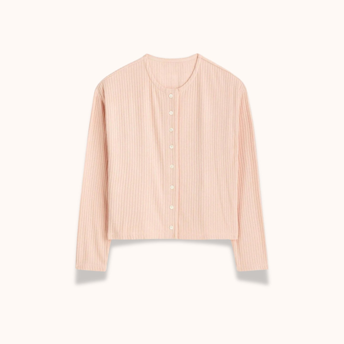 Pink Button-Front Cardigan