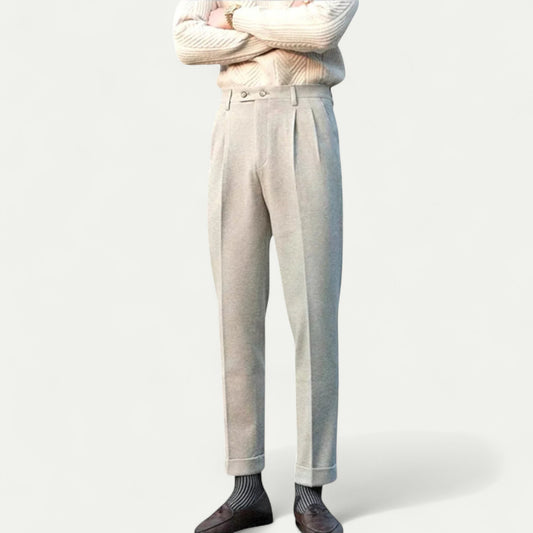 Azirado classic men's tailored trousers in beige with a polished finish for a stylish look