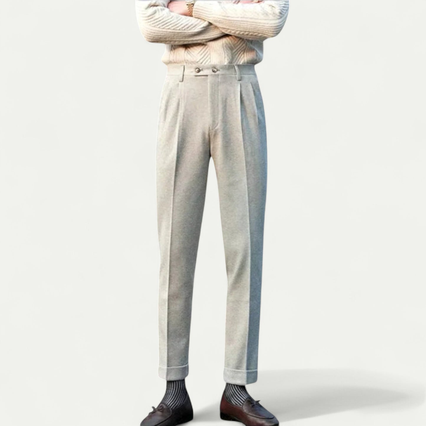 Azirado classic men's tailored trousers in light gray with a modern fit and stylish details