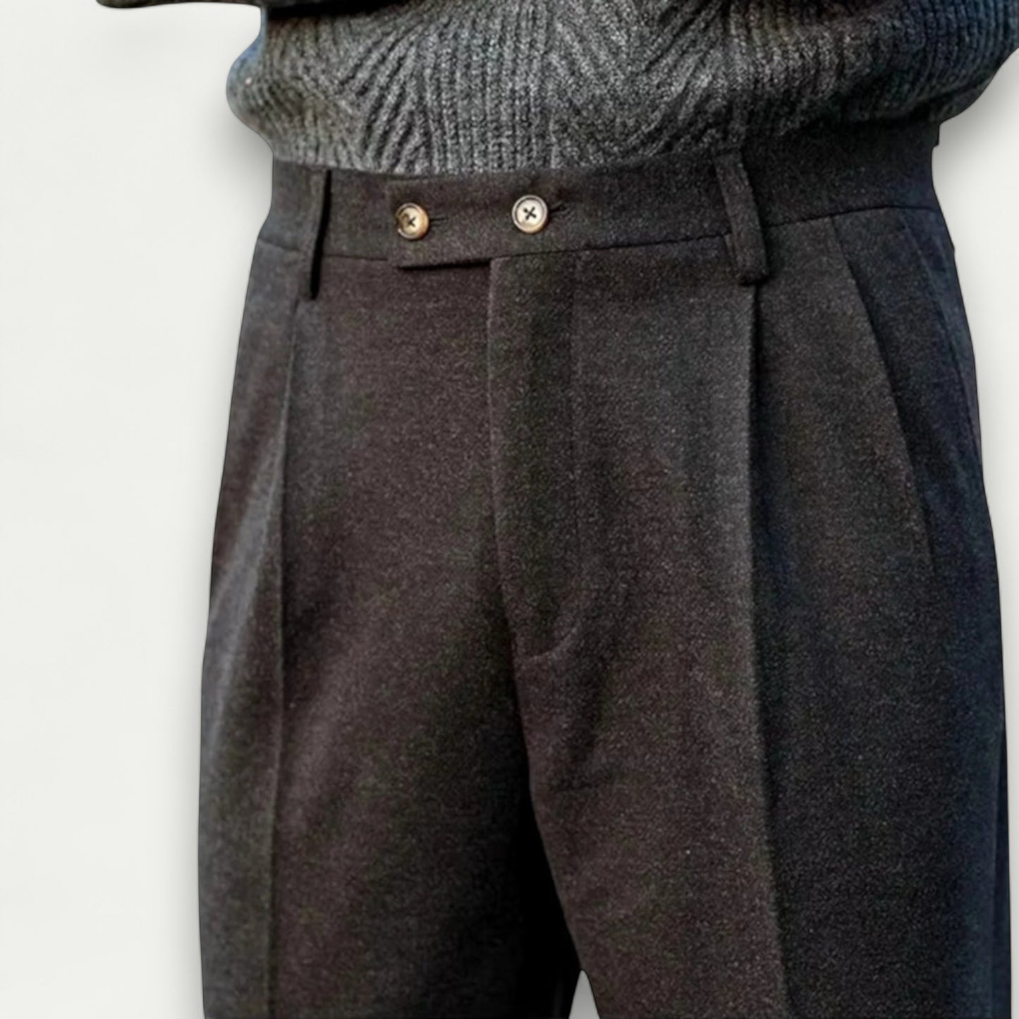 Azirado classic men's tailored trousers in dark fabric with a smart flat front design