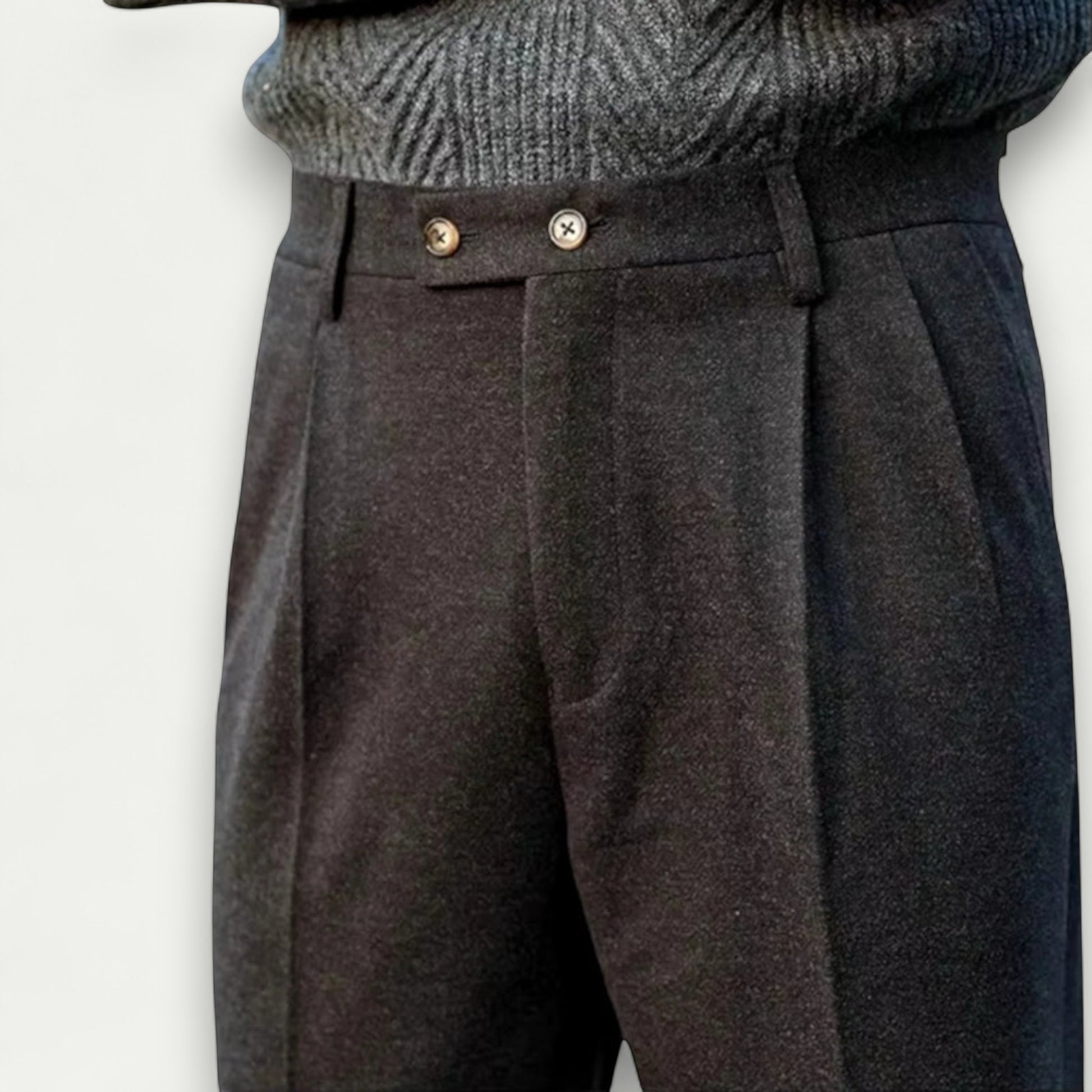 Azirado classic men's tailored trousers in dark fabric with a smart flat front design