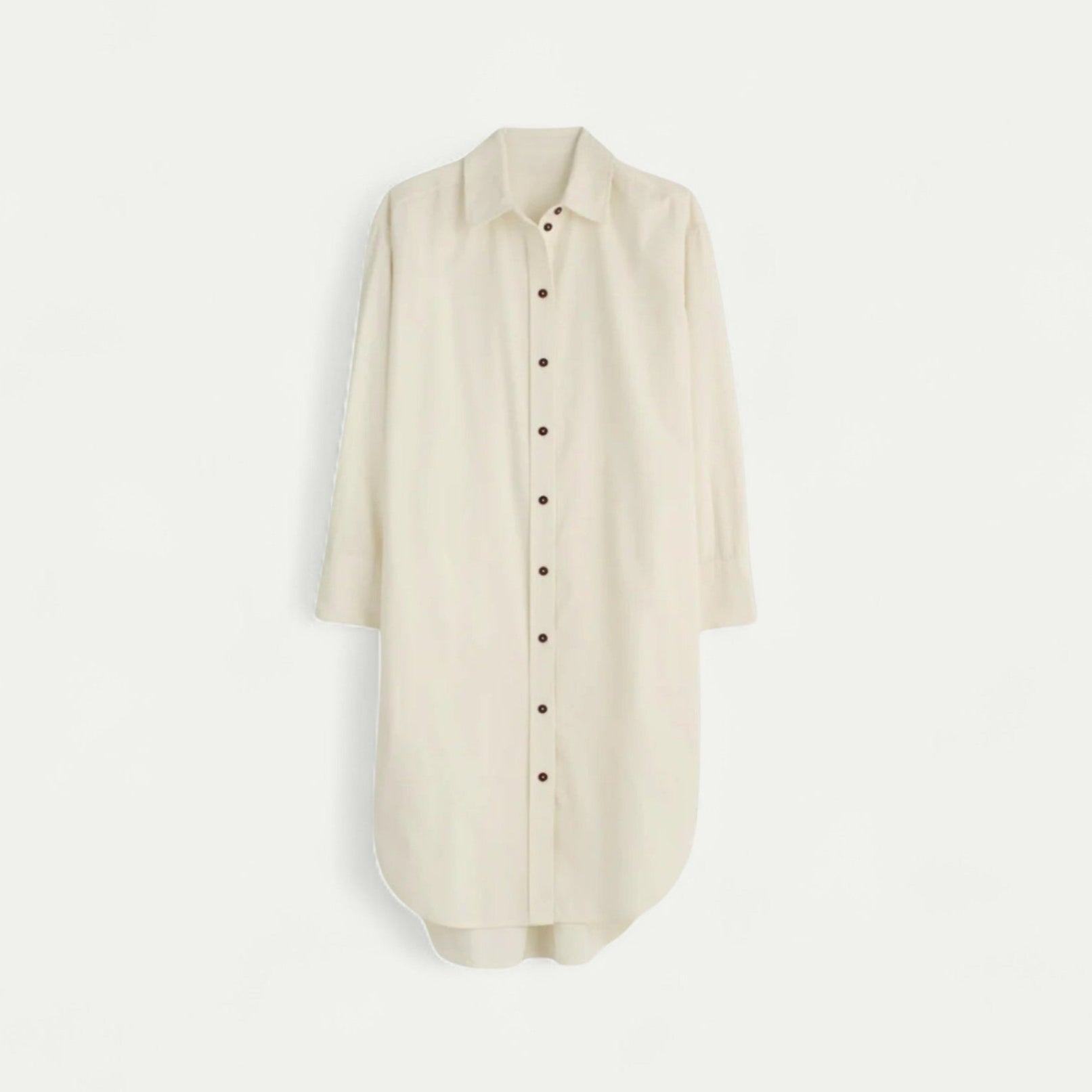 Azirado elegant midi shirt dress in cream color with button detailing and a relaxed fit
