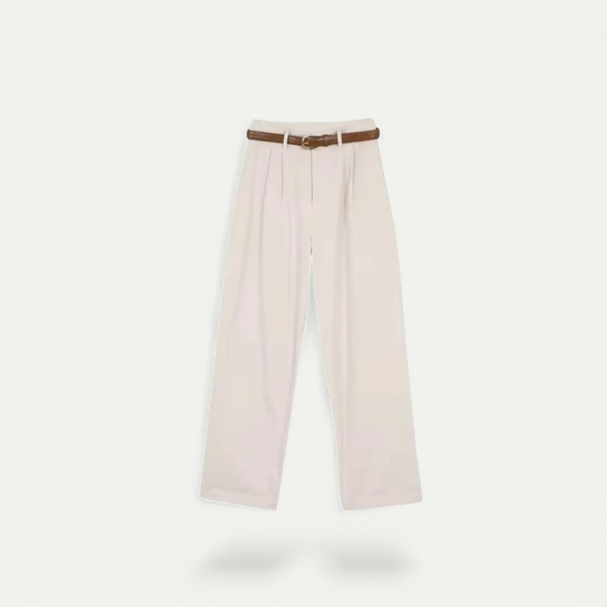 Azirado luxury women's capri pants in white with a stylish belt for a chic summer look