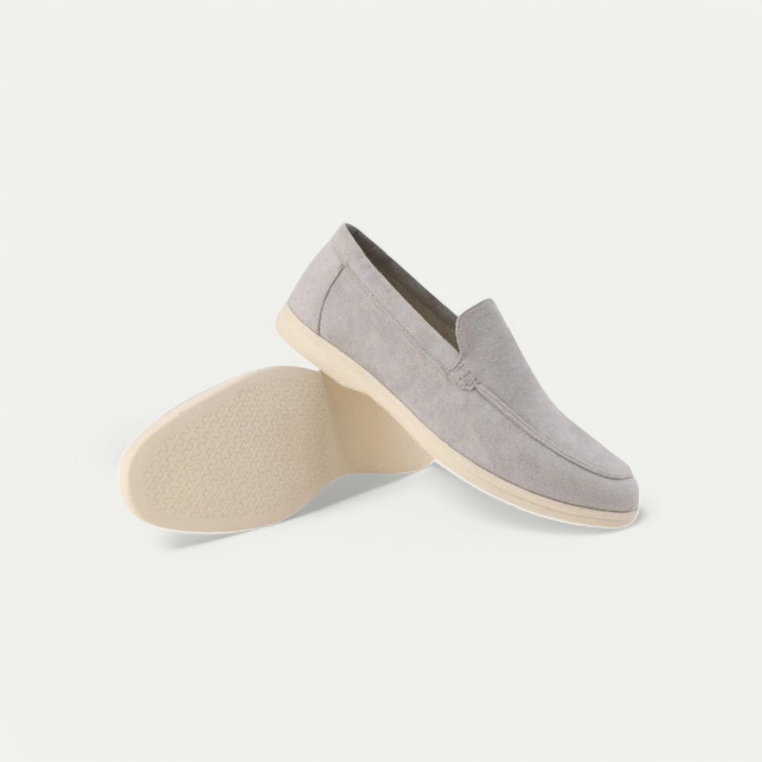 Azirado men's suede loafers in grey, featuring a sleek design and comfortable sole.
