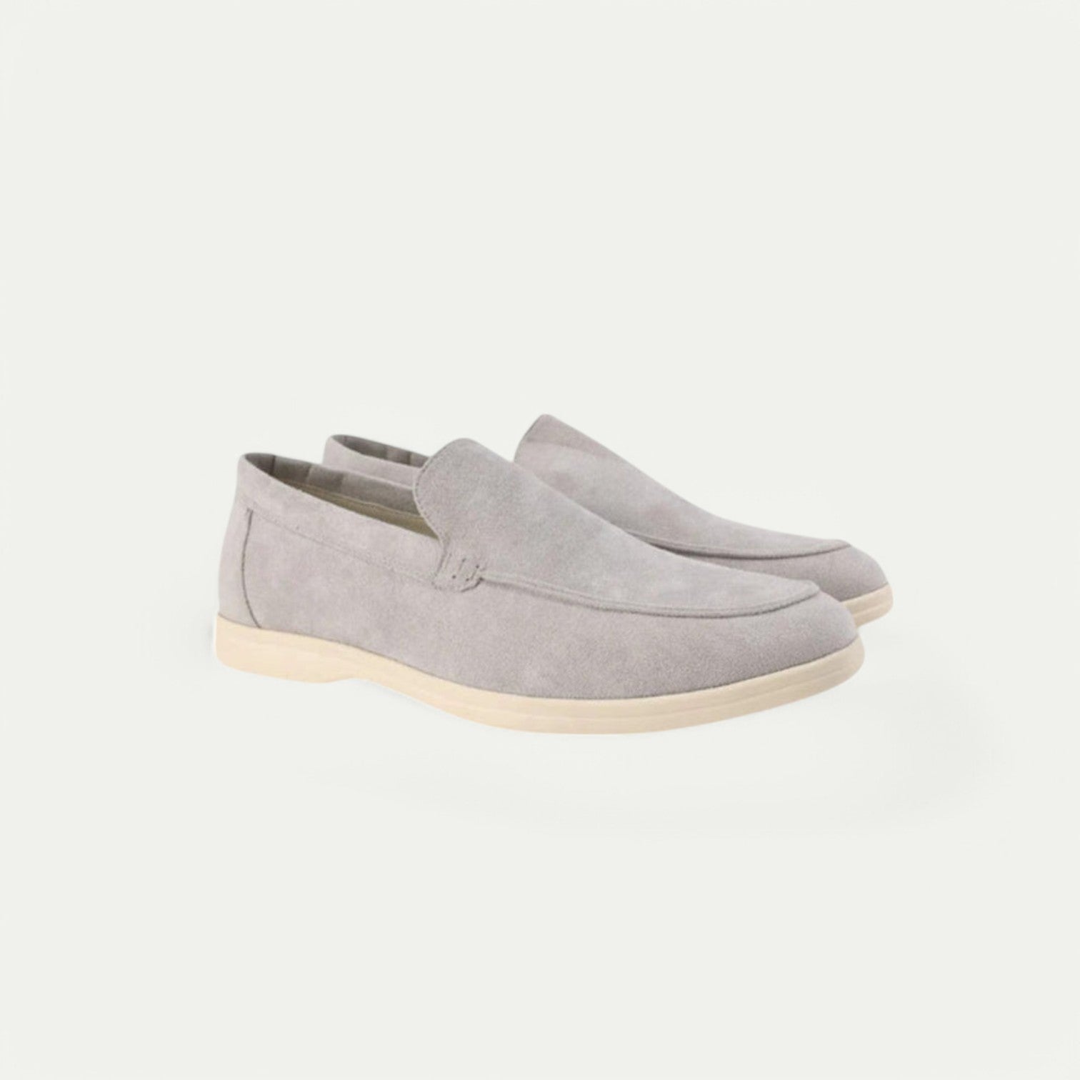 Azirado men's suede loafers in light gray with comfortable slip-on design and stylish sole