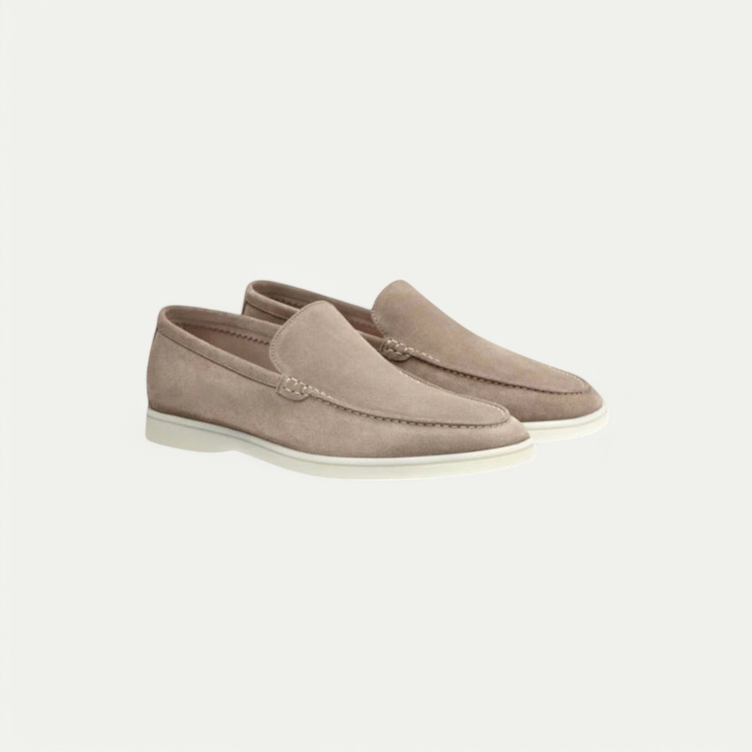 Azirado men's suede loafers in light tan with stylish stitching and a comfortable fit