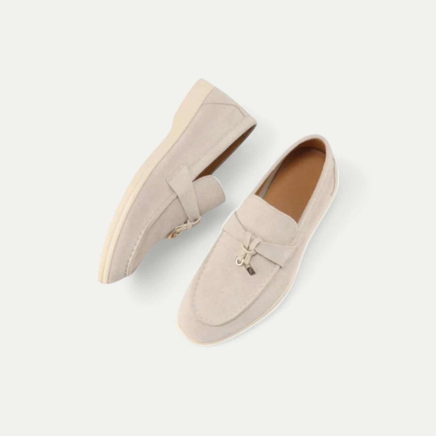 Azirado Beige Suede Loafers with Stylish Design and Comfortable Fit for Casual Wear