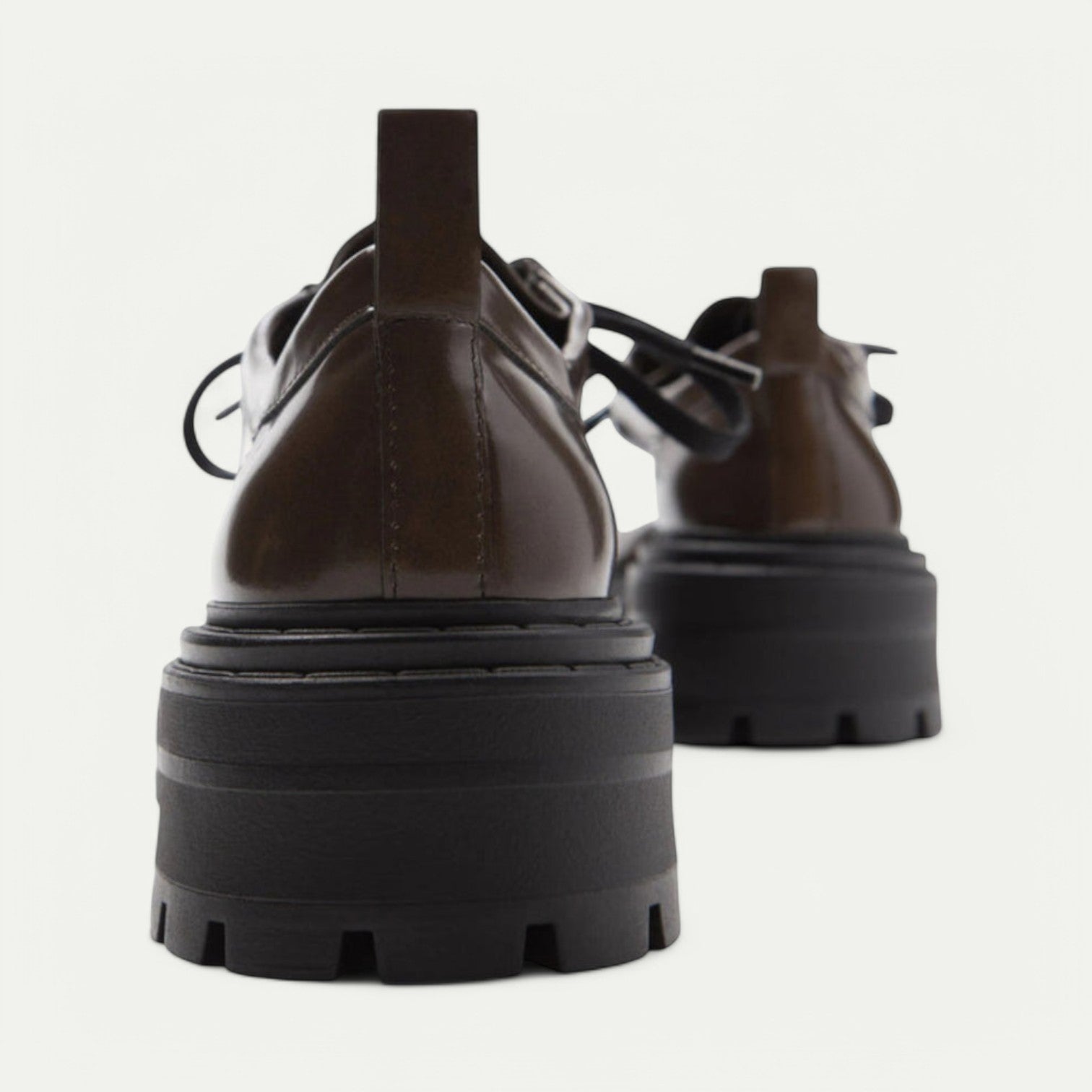 Azirado Brown Loafers with Chunky Soles and Lace Detail for Comfortable Daily Wear