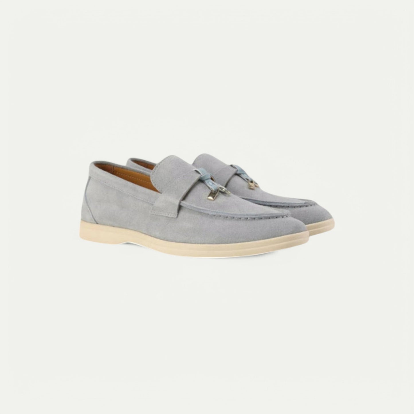 Azirado Gray Suede Loafers with Stylish Accent and Comfortable Fit for Everyday Wear