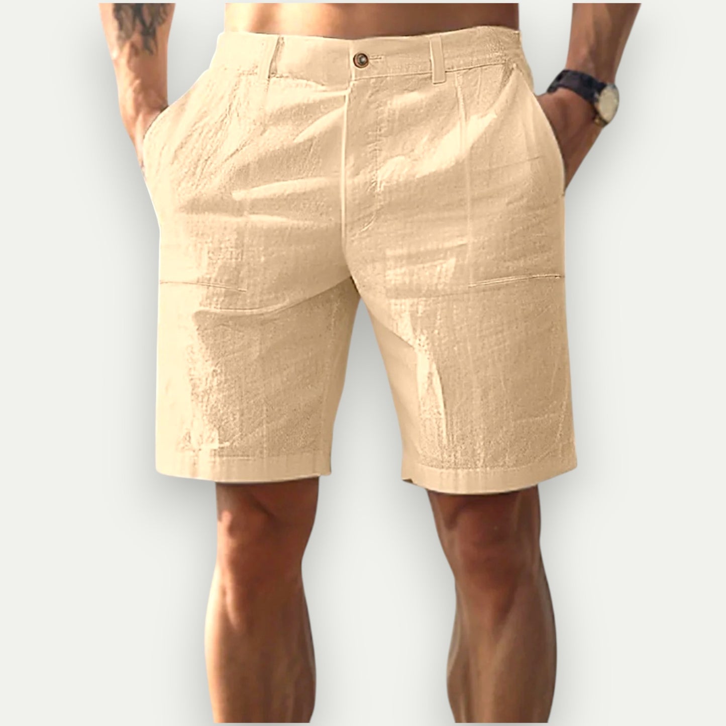 Azirado Beige Casual Shorts for Men with Lightweight Fabric and Relaxed Fit