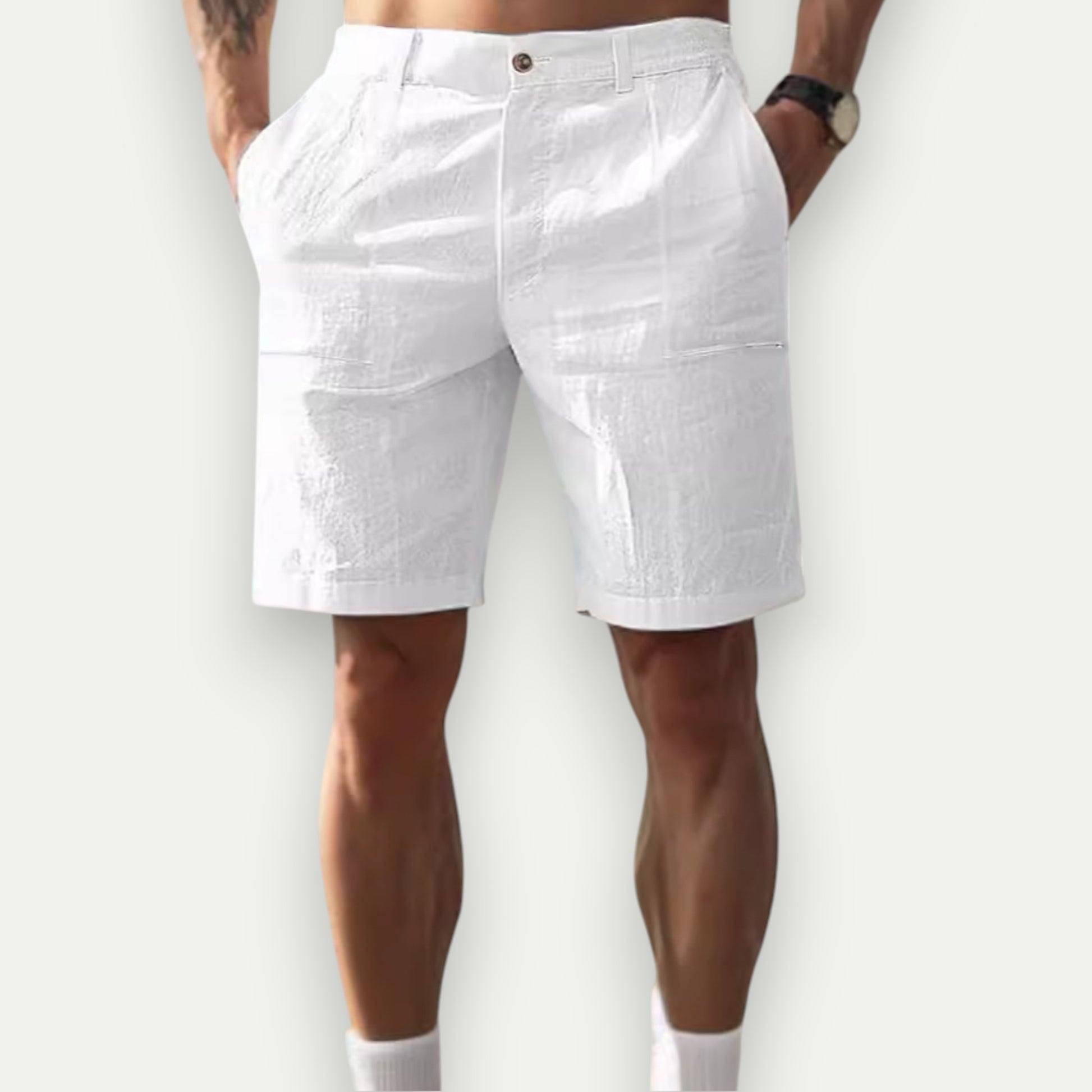 Azirado White Casual Shorts for Men with Comfortable Fit and Versatile Style