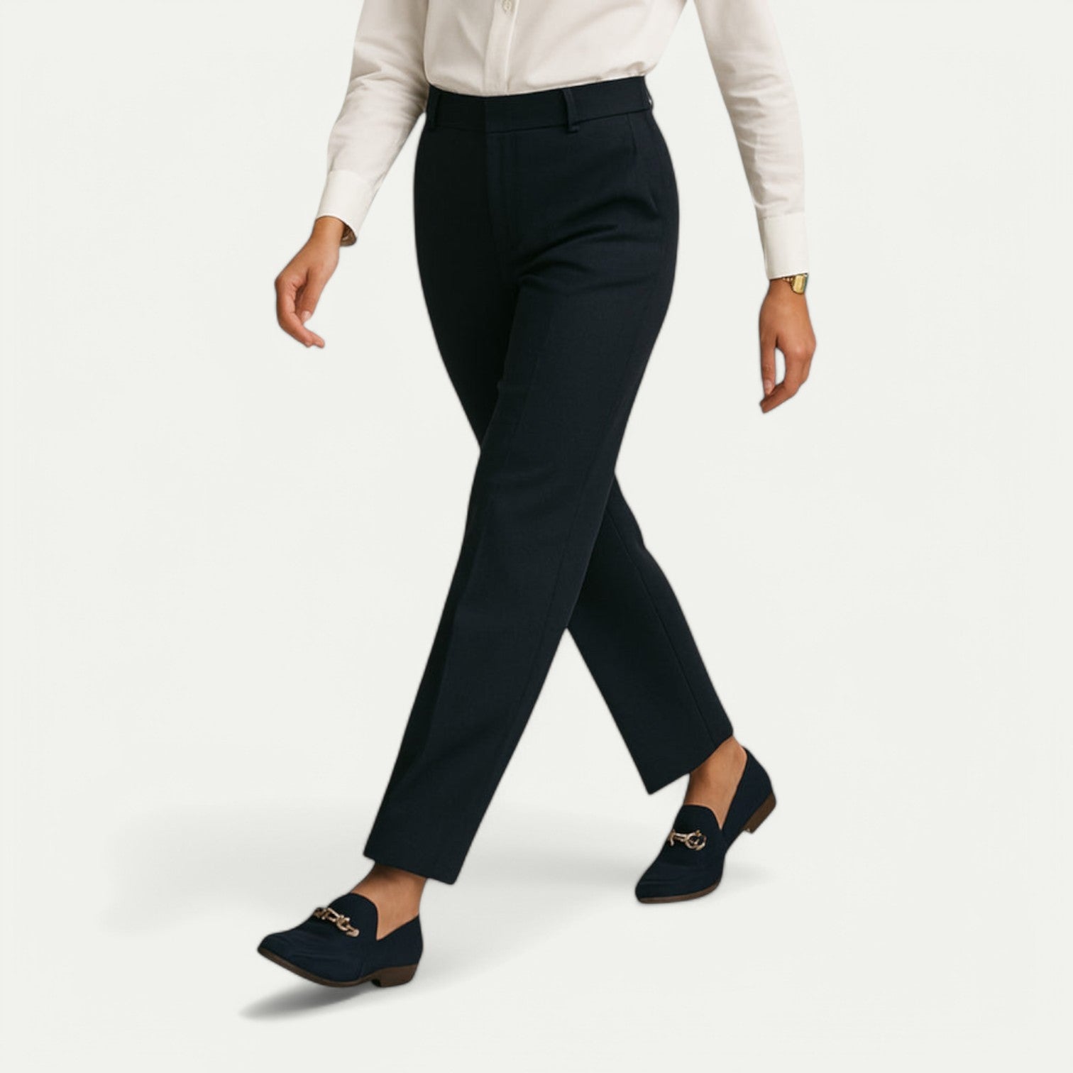 Azirado Women's Stylish Black Trousers with Tailored Fit for Formal and Casual Wear