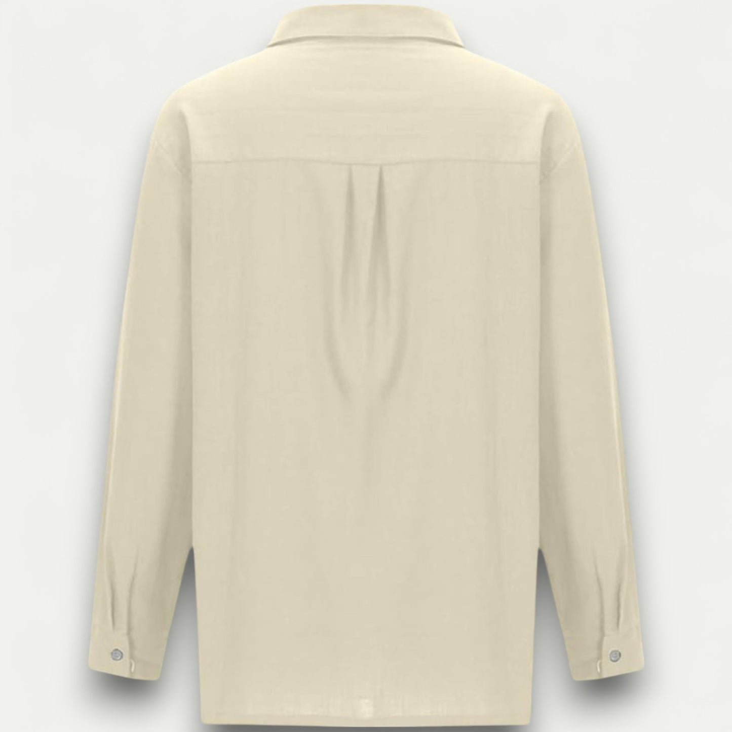 Azirado Beige Long Sleeve Shirt with Button Cuffs and Relaxed Fit for Casual Wear