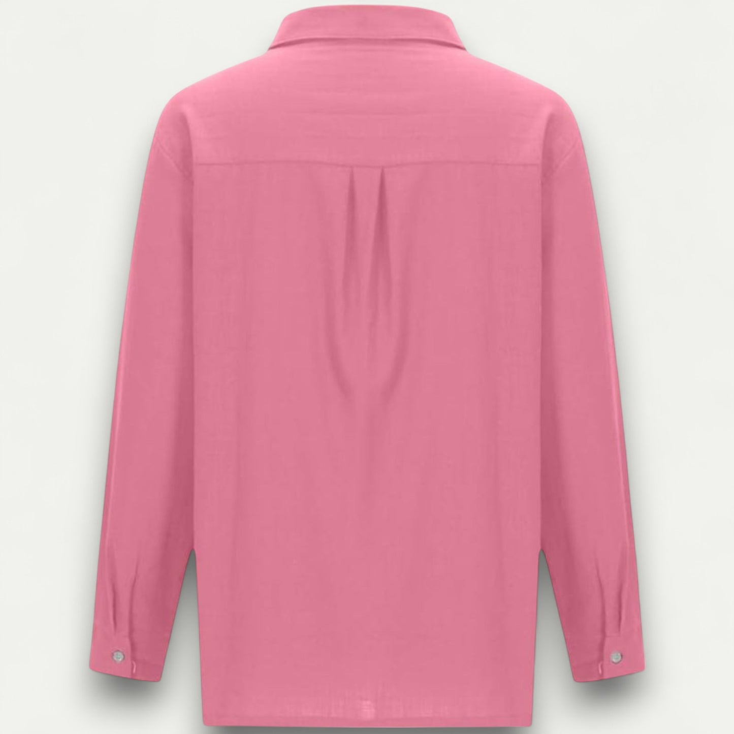 Azirado Pink Long Sleeve Shirt with Classic Collar and Buttoned Cuffs, Ideal for Casual Wear