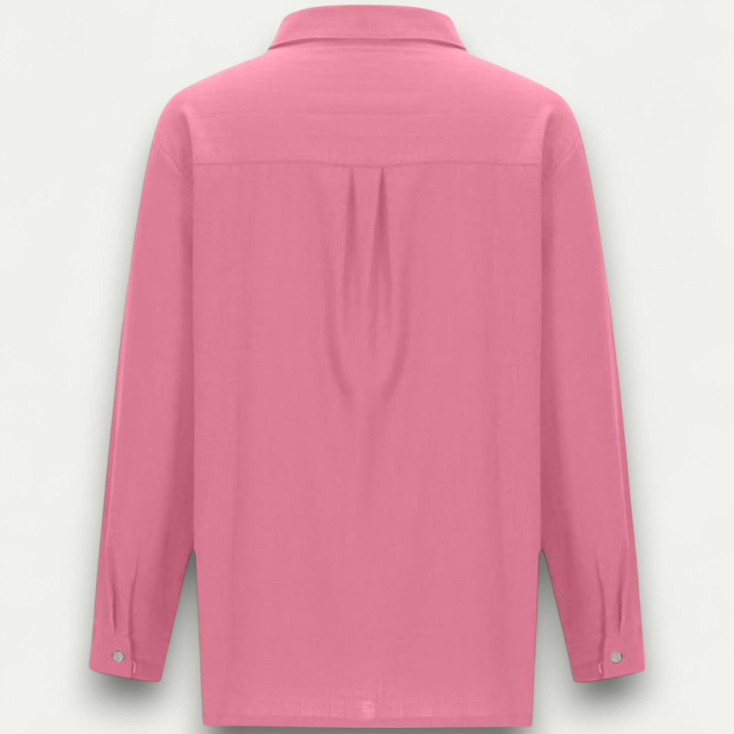 Azirado Pink Long Sleeve Shirt with Classic Collar and Buttoned Cuffs, Ideal for Casual Wear
