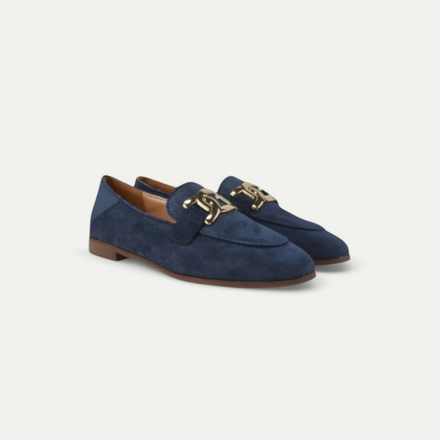 Azirado Navy Suede Loafers with Gold Accents for Stylish and Comfortable Footwear