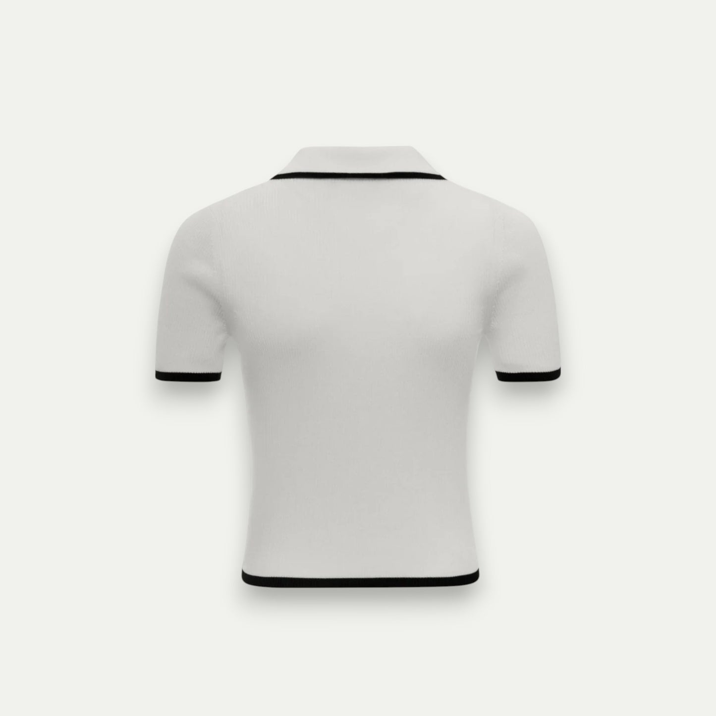 Azirado women's cropped polo shirt in white with black trim for a stylish casual look