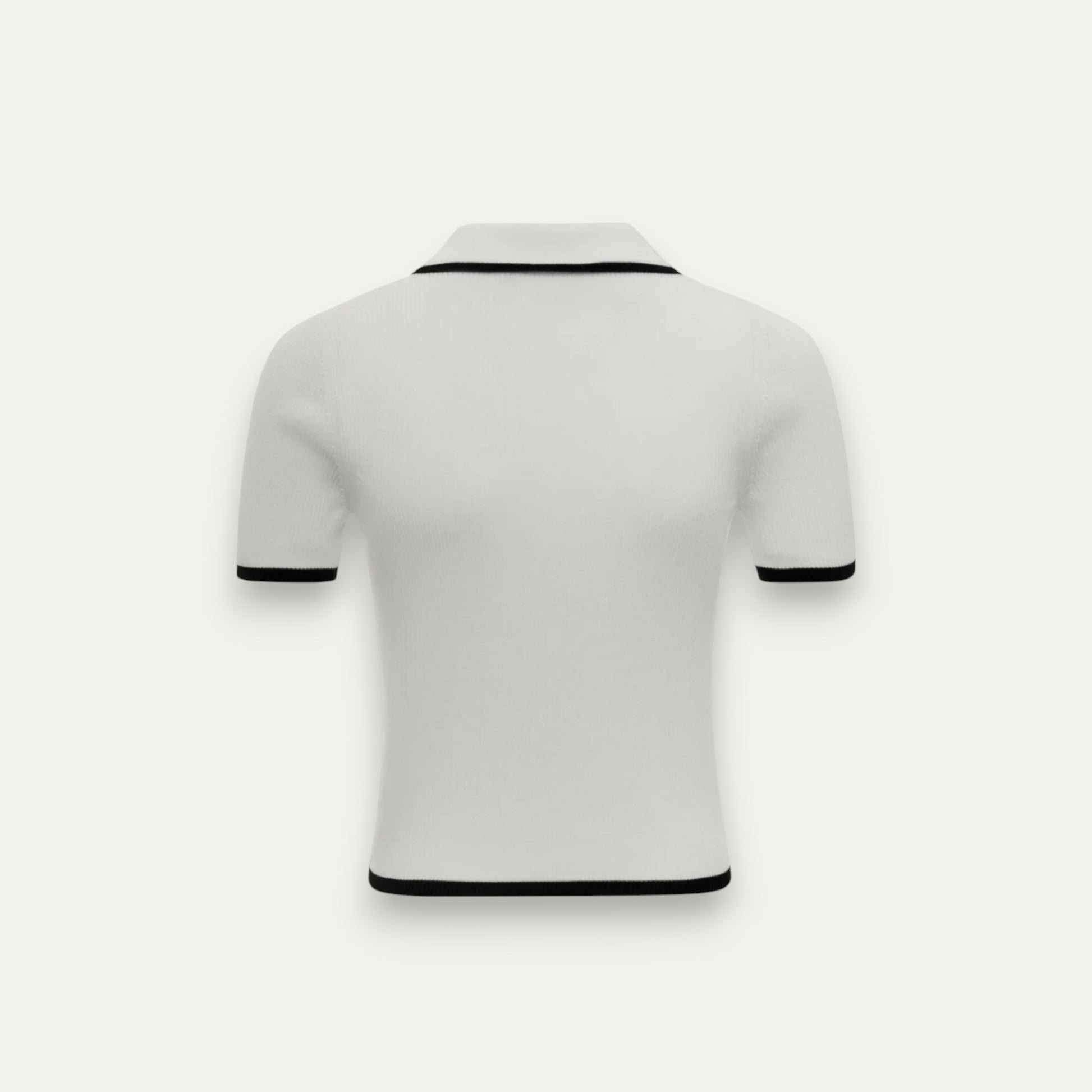 Azirado women's cropped polo shirt in white with black trim for a stylish casual look